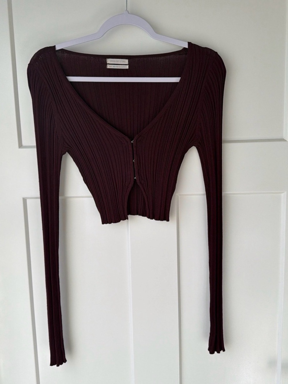 Burgundy Urban Outfitters Ribbed latch-Front Crop Top